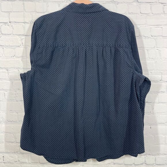 Talbots Tunic Plus XXL Y Neck Long Balloon Sleeve Black Polka Dots Preppy Career - Picture 2 of 10